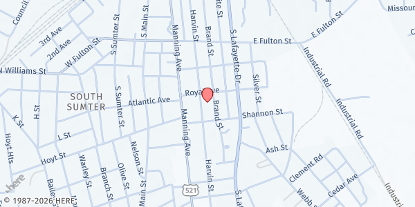 Map showing Jehovah Missionary Baptist - House Of Hope at 803 S. Harvin St., Sumter, SC