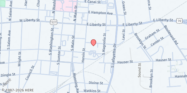 Map showing Salvation Army of Sumter - Clarendon and Lee Counties at 16 Kendrick St., Sumter, SC