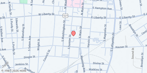 Map showing Sumter Senior Services: Activity Center at 119 Sumter Street, Sumter, SC