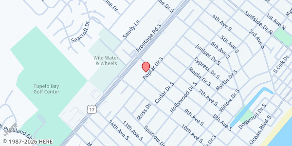 Map showing South Strand Helping Hands at 812 S Poplar Dr S, Surfside Beach, SC