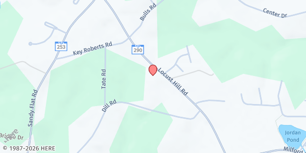 Map showing Living Branch Ministries Food Pantry at 4007 Locust Hill Road, Taylors, SC