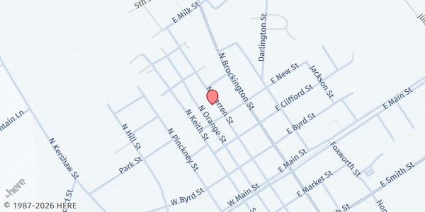 Map showing Mt. Calvary Apostolic at 404 North Warren Street, Timmonsville, SC