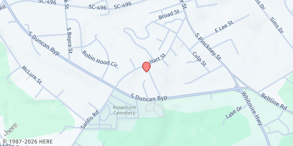 Map showing Mon Aetna Food Ministry -Life Changing Ministry at 501 Hart St, Union, SC