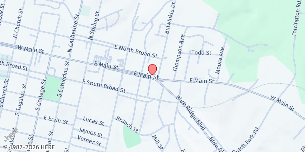 Map showing St. Luke UMC at 607 E. Main St., Walhalla, SC