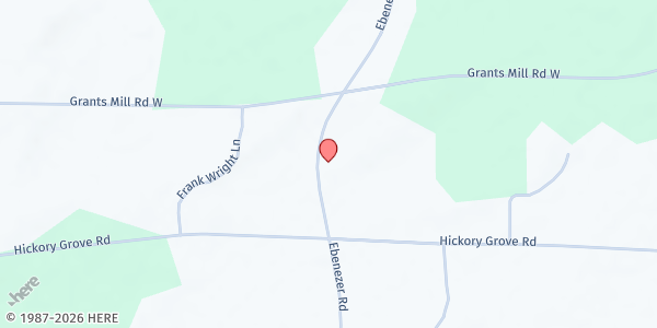 Map showing Ebenezer UMC at 2610 Ebenezer Rd., Wallace, SC