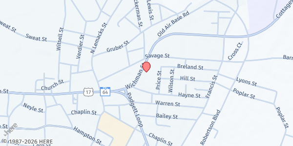 Map showing Christ Temple South at 1420 Wichman Street, Walterboro, SC