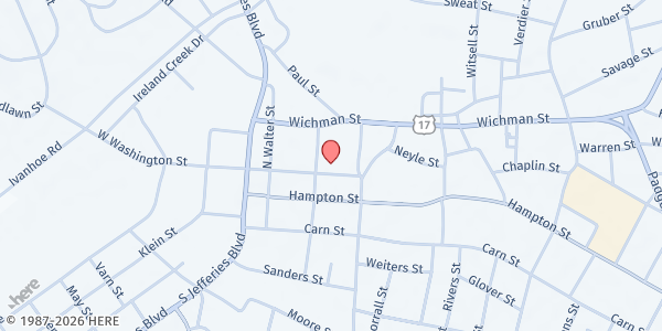 Map showing Lowcountry Community Action Agency at 319 E. Washington St., Walterboro, SC