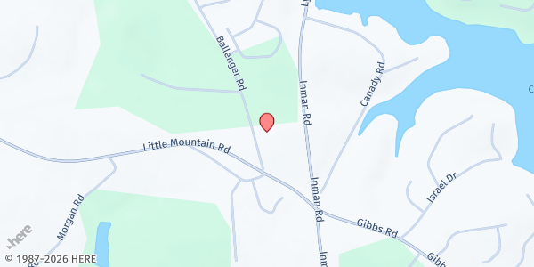 Map showing Lake Cooley Baptist Church at 2591 Ballenger Rd., Wellford, SC