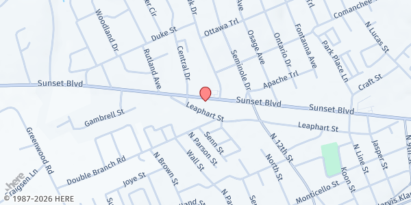 Map showing Church of Christ Sunset Blvd at 1303 Sunset Boulevard, West Columbia, SC