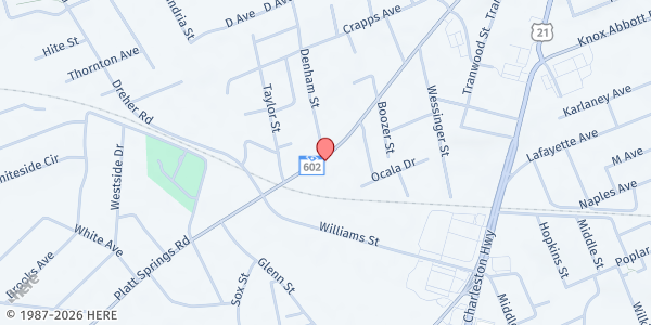 Map showing Love Covers All Ministries at 1801 Platt Springs Road, West Columbia, SC