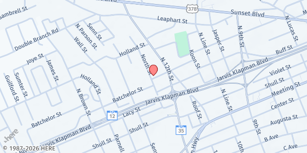 Map showing Turner Memorial AME Church at 1122 Monticello Street, West Columbia, SC