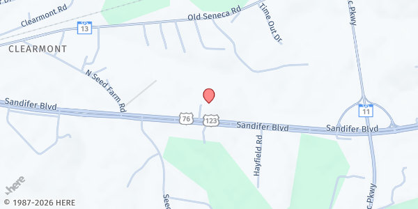 Map showing Calvary Church at 155 Maxim Dr., Westminster, SC