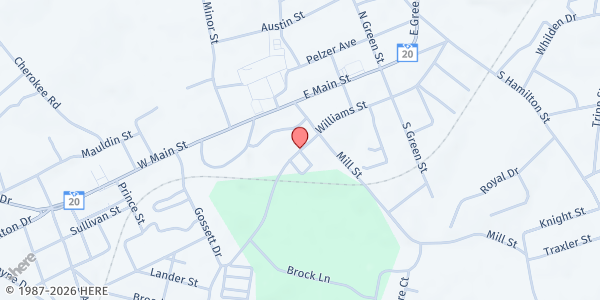 Map showing Faith Food Bank (TEFAP Provider) at 308 Williams St, Williamston, SC