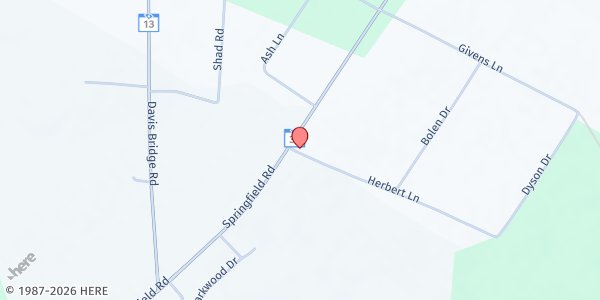 Map showing Young Rosemary Baptist at 5300 Hwy. 39, Williston, SC