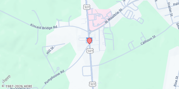 Map showing Fairfield Community Food Bank at 100 U.S. 321 Bypass South, Winnsboro, SC