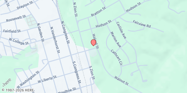 Map showing Fairfield County Council on Aging - Food Pantry at 210 East Washington Street, Winnsboro, SC