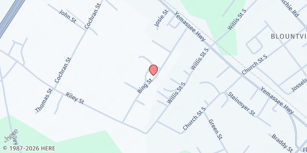 Map showing St. Jude Apostolic Faith Church at 286 Bing St., Yemassee, SC