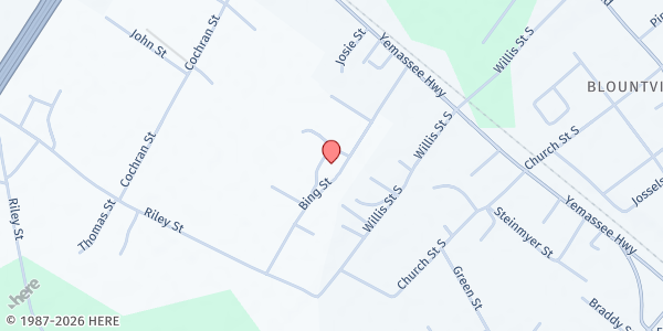 Map showing St. Jude Apostolic Faith Church at 286 Bing St, Yemassee, SC