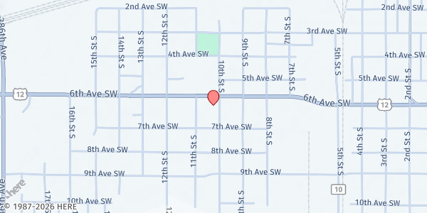 Map showing Aberdeen Salvation Army at 1003 6th Ave. SW, Aberdeen, SD