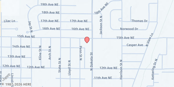 Map showing Good Shepherd Lutheran Church at 1429 N Dakota St, Aberdeen, SD