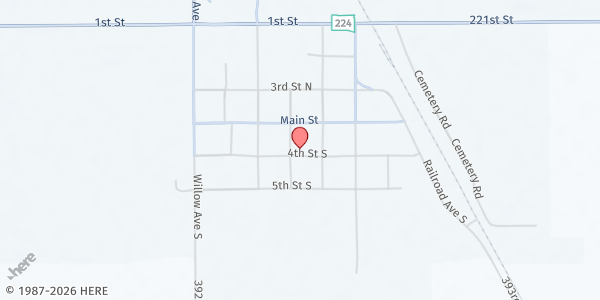 Map showing United Parish of Alpena at 628 4th St S, Alpena, SD