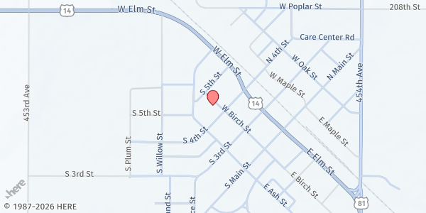 Map showing Feeding SD at Arlington Methodist GMC at 202 4th St. S, Arlington, SD