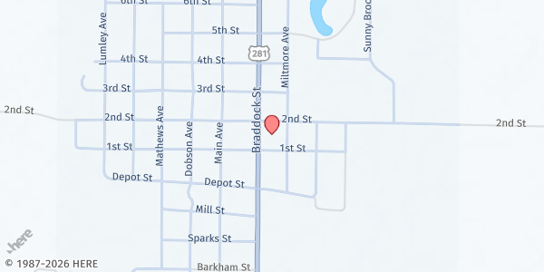 Map showing Douglas County Food Pantry at 706 Braddock Street, Armour, SD