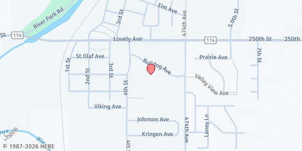 Map showing Baltic School District at 1 Bulldog Ave., Baltic, SD