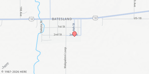 Map showing Batesland Elementary School at 206 School Street, Batesland, SD