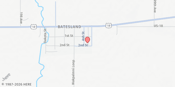Map showing Batesland Elementary School at 206 School Street, Batesland, SD