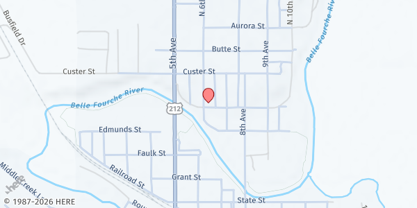 Map showing Belle Fourche Wesleyan Church at 601 Day St, Belle Fourche, SD
