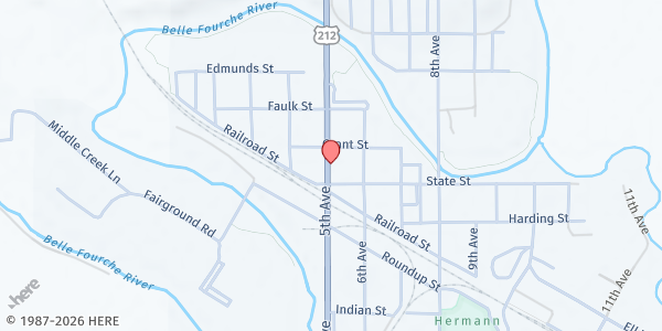 Map showing Butte County Food Stamps - Belle Fourche at 609 5th Ave, Belle Fourche, SD