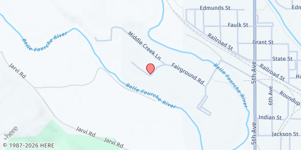 Map showing Feeding SD at the Baseball Complex at 1 Roundup St., Belle Fourche, SD