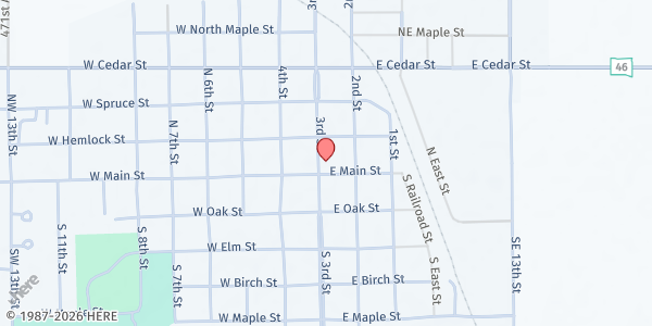 Map showing Beresford Community Food Cupboard and Services at 106 North 3rd Street, Beresford, SD