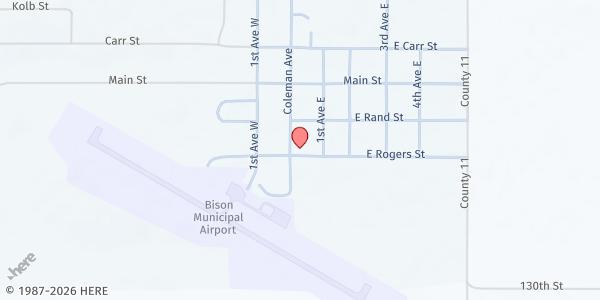 Map showing American Lutheran Church at , Bison, SD