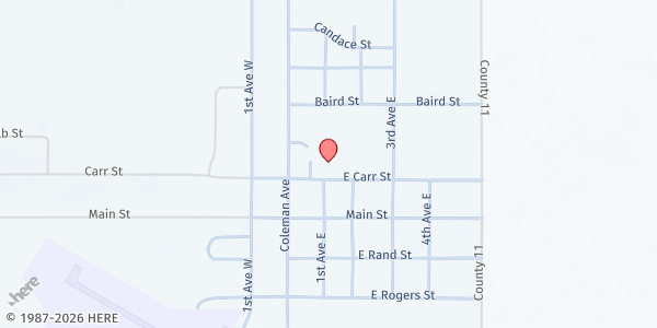 Map showing Bison High School at 200 E. Carr St., Bison, SD