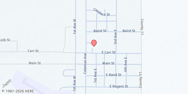 Map showing Bison School at 200 E Carr St, Bison, SD