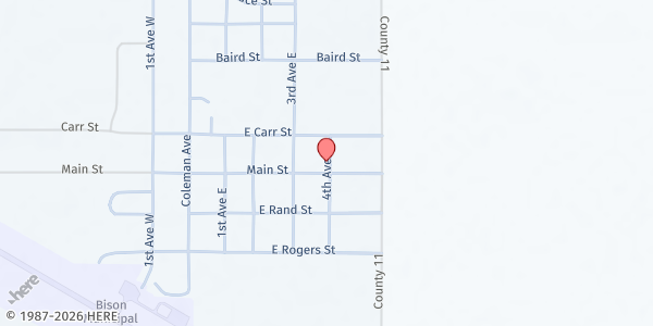 Map showing Presbyterian Church at 428 E Main St, Bison, SD