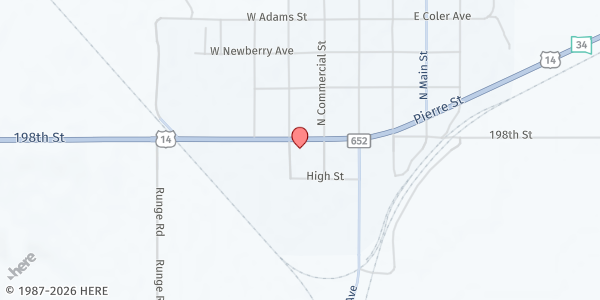 Map showing Feeding SD at Oahe Electric at 102 S Canford St., Blunt, SD