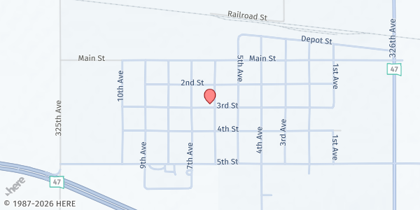 Map showing Bowdle Church of God at 9000 5th St, Bowdle, SD