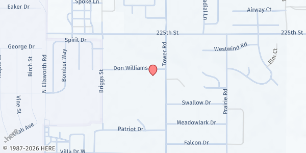 Map showing Francis Case Elementary at 441 Don Williams Dr., Box Elder, SD