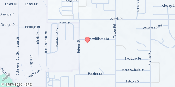 Map showing Patriot Elementary - Badger Clark at 401 Don Williams Drive, Box Elder, SD