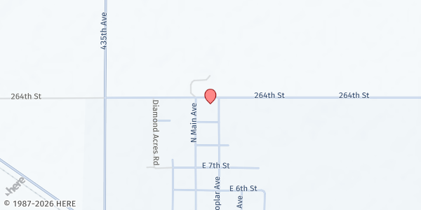 Map showing Zion Bible Church at 950 N Main Ave, Bridgewater, SD