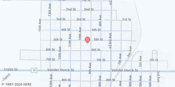 Map showing First Lutheran Church at 504 9th Ave, Britton, SD