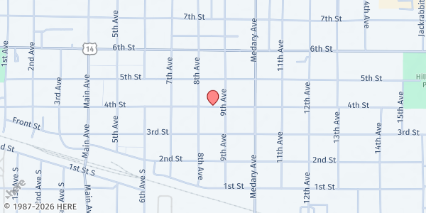 Map showing Brookings County Food Pantry at 908 Hope Drive, Brookings, SD