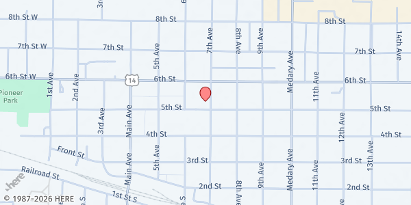 Map showing Harvest Table at 625 5th St., Brookings, SD