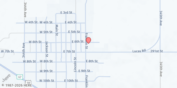 Map showing Grace Lutheran Church at 618 Franklin St, Burke, SD