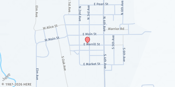 Map showing First Presbyterian Church at 212 Merrill St, Castlewood, SD
