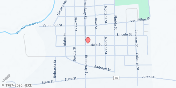 Map showing Centerville Food Pantry at 548 Broadway, Centerville, SD