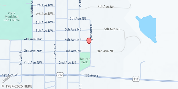 Map showing Feeding SD at Dickinson Park at 310 N Kansas St., Clark, SD